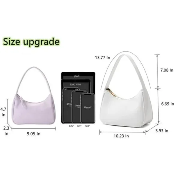 Cute Hobo Shoulder Bags for Women - Mini Tote Handbag with Zipper Closure